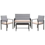 bigzzia Rattan Garden Furniture Set, 4 piece Patio Rattan furniture sofa Weaving Wicker includes 2 Armchairs,1 Double seat Sofa and 1 table (New Gray Set)