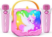 Toys for 3-10 Years Old Girls,Unicorn Karaoke Machine for Girls Karaoke Speaker with 2 Microphones & LED Lights Birthday Gifts for Girls Toys Age 3-12 Year Old Girl Gifts Toddler Kids Toys Microphone