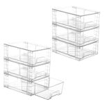 Vtopmart 6-Pack Stackable Storage Drawers, Clear Acrylic Organizer with Handles, Easily Assemble for Fridge, Bathroom, Kitchen, Undersink, Cabinet, Pantry Organization