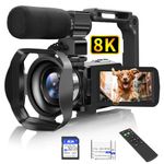 Video Camera, 8K 48MP Camcorder with IR Night Vision, WiFi Vlogging Camera Recorder for YouTube 3" Touch Screen, 18X Digital Zoom, with Fill Light, Mic, Stabilizer, Lens Hood, Remote and 2 Batteries