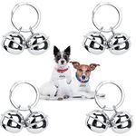 Leikedun 4 Set Loud Dog Cat Collar Bells Metal Pet Bells for Collars Pet Tracker Bells Pets Collar Charm Pendant Bells Vintage Small Bell for Pets Pendant Key Rings(Silver)