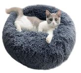 Calming Cat Bed Fluffy Plush Cat Bed Dog Bed Donut Cat Bed Cat Marshmallow Bed Round Pet Bed Cat Basket Bed Pet Nest Sofa Bed Pet Sleeping Bed Cushion Mat For Small Medium Dogs Puppy Bunny Washable