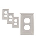 DEWENWILS 4-Pack Metal Wall Plates, Brushed Nickel Outlet Cover, Duplex Face Plates for Electrical Outlets