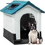 YITAHOME Plastic Dog House Outdoor Indoor, Dog Kennels for Outside, Insulated Plastic Dog Kennel, Durable Waterproof Pet Shelter Dog Houses with Elevated Floor/Air Vents/Sunroof, Blue (68.3×57×66 cm)