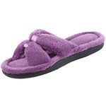 isotoner Women's Microterry Satin X-Slide, Ultraviolet, Numeric_9_Point_5 10