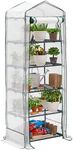 Bramble - 5 Tier Mini Compact Greenhouse 6.3ft, Reinforced PVC Cover, Easy No Tool Assembly Steel Frame, for Small Garden Grow House Plants - H195cm x W143cm x D73cm