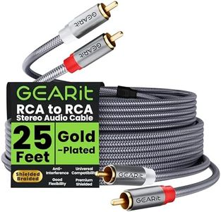 GEARit RCA Cables 25 ft, RCA Cables Car Audio with Dual Shielding & Gold-Plated Connectors, RCA Cable for Subwoofer Cable, Hi-Fi System, Amplifier, Active Speakers, Gaming Consoles