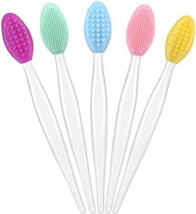 5 Pcs Lip Brush Tool Lip Scrub Brush Double-Sided Silicone Lip Exfoliator Brush Lip Scrubber Tool for Dark Lips