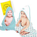 MY NEWBORN by 10 CLUB Hooded Blanket Wrapper-Set of 2 | 100% Organic Cotton | Baby Blankets Newborn 0-2Years | Baby Swaddle Wrap for New Born | Baby Shower Gift