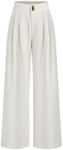 CIDER Women's Linen Blend Pants Wide Leg High Waist Business Casual Lounge Pant with Pockets : Beige, S