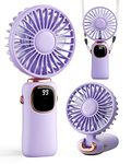 coldSky Portable Handheld Fan, 4000mAh Battery Operated 3 in 1 Multifunction Personal Travel Fan with Digital Display, 90° Foldable Desk Fan with Base, 5 Speed Lash Fan for Makeup/Office (Purple)