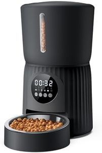 Faroro Automatic Cat Feeder, 4L Cat Feeder Automatic with Timer, Portion Control & 10s Voice Recording, 1-6 Meals for Cats & Small Dogs (Black)