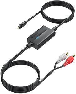 AUTOUTLET Conversor de Audio Analógico a Digital Conversor RCA a SPDIF Toslink Adaptador 1.1M RCA Macho+1M Cable Optico para TV DVD CD Reproductor Giradiscos