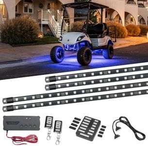 LEDGlow 4pc Million Color LED 12V-72V Electric 4-Seater Golf Cart Underglow Underbody Accent Neon Lighting Kit - Fits EZGO, Yamaha, Club Car, Icon, Evolution - Flexible Voltage Reducer