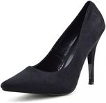 Gizelle Women Stiletto High Heel Pointed Pumps Ladies Party Clubbing Work Court Shoes Size 3-12 (7 UK, Black Suede)