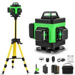 TOMAHAWK® BMT-1666 16 Lines Green Laser Level Pro, 4x360° 4D Green Cross Line Professional Laser for Construction, Two 360° Vertical/Horizontal Level Pulse Mode | 1 Mtr Tripod |