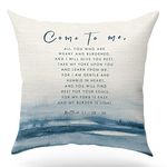 Bible Verse Throw Pillow Cover Cushion case, Christian Religious Decor Gift, Scripture Sayings, for My Yoke is Easy and My Burden is Light, Sofa Bed Living Room Porch Decoration, 18x18 Inch(GMS174)