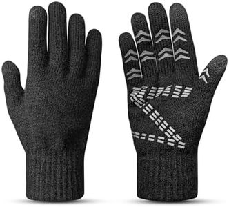 LOKZEER Winter Gloves: Touchscreen Anti-Slip Knit Thermal Gloves Warm Cold Weather Men Women for Running Cycling - Black