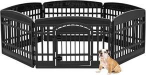 Iris Ohyama Dog Pen with Lockable Door, H60cm, 6 Panels, Black, Dog Cage, Plastic, Puppy Enclosure, For Rabbit Runs, Indoors, Outdoors, Playpen for dogs, cats, rodents, pets, Dog Fence, CI-606E