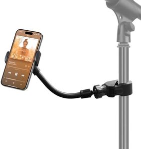 JCTRIWAY Mic Stand Phone Holder, Cell Phone Holder for Mic Stand, Adjustable Gooseneck Pole Phone Mount for Microphone, Music, Drum Stand, for iPhone, Samsung Galaxy or Note, Pixel, Any Smartphone