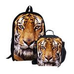 17 inch Tiger School Backpack Book Bags and Insulated Lunch Bag Set for Boys