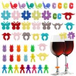 Hejo Wine Glass Charms, 50PCS Silicone Wine Glass Markers Reusable Party Reception Glass Identifiers Wine Accessories Mark Ideal for Daily And Party