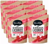 Darrell Lea Soft Australian Licorice, Strawberry Flavor, 7 Ounce Bag (8-Pack) | Non-GMO, No Palm Oil, Plant Based, No High Fructose Corn Syrup | Soft & Chewy Licorice Candy, Made in Australia