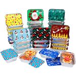 Festisoul 40Pcs Christmas Aluminum Pans With Lids,8 Holiday Designs,Foil Pans for Gift Giving Rectangular Treat Foil Containers Cookie Tins for Holiday Leftovers or Cookie Exchange,7.3''lx5.1''wx2''d