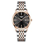 NIBOSI Women Watches Analogue Wrist Watches Stainless Steel Watches for Women's & Girls&Miss&Ladies Rose Gold Dial Watch with Stylish Diamond Studded Watches (Black)