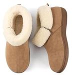 RockDove Women's Sierra Faux Leather Bootie Slipper, Size 6 UK Women, Beige