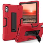 DOMAVER Case for Lenovo Tab M9 9.0 inch 2023 (TB-310FU) Kickstand Heavy Duty Shockproof Soft Silicone and PC Hard Full-Body Rugged Drop Protection Tablet Case - Black/Red