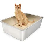 ULIGOTA Cat Litter Tray No Odor & Non Stick Stainless Steel Litter Tray Never Absorb Smells Litter Box Large Size Cat Litter Box Easy to Clean