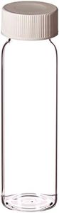 JG Finneran 9-120-2 Clear Borosilicate Glass Precleaned VOA Vial with White Polypropylene Solid Top Closure and PTFE Lined, 24-400mm Cap Size, 40mL Capacity (Pack of 72)