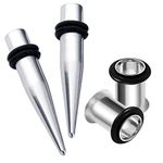 HEKEUOR 1g 7mm 2 Pairs 316L Steel Tapers and Tunnels Ear Stretching Kit Gauges Gauging Plugs, 316L Steel