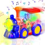 xwin sportseries Kids toy train Interactive Musical Fun Train Toy with LED Lights, Sound Effects, Rotating Mechanical Gear Train Transparent - Preschoolers Toddlers Birthday Gift for Boys & Girls