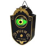 Halloween Doorbell, Animated Eyeball Haunted Doorbell Halloween Decoration with Spooky Sounds, Trick or Treat Event for Halloween Party House Decor, Black