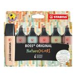 Highlighter - STABILO BOSS ORIGINAL NatureCOLORS - Pack of 6 - Beige, Warm Grey, Earth Green, Sienna, Mud Green, Umber