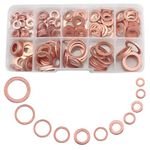 255 Pcs Copper Washers Assorted,11 Sizes Flat Metal Washers Kit For Screws And Bolts,Copper Sealing Gasket Set For Sump Plug,Engine Oil Crush Washers(M5/M6/M8/M10/M12/M14/M16/M20)