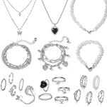 IFKM 21 PCS Silver Plated Jewelry S