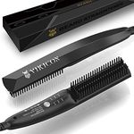 VIKICON Beard Straightener, 30s Quick Heated Beard Brush, Mini Heating Straightening Comb for Men, Ionic/Lightweight/Fast/Anti-scalding Hot Hair Brush for Styling Long&Short Beard