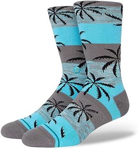 Stance Crew Melange Palm Socks (Large, Grey), Grey, Large