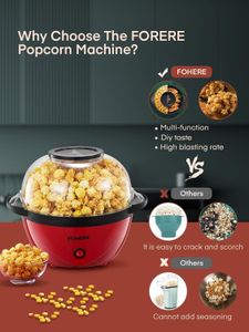 FOHERE 3.5L Popcorn Maker – Electric Hot Air Popcorn Machine