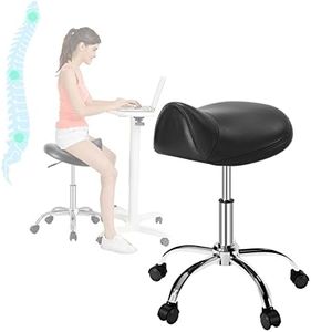 Minewill Ergonomic Saddle Stool/Professional Saddle Chair-Adjustable Stool with Wheels,Heavy-Duty Saddle Stool Rolling Chair for Clinic Dentist Spa Massage Salons Studio Tattoo…