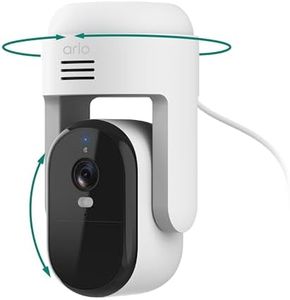 Arlo Essential Pan Tilt Security Camera 2K - Wired Plug-in Power Outdoor Camera, Person Recognition, Package Detection, Animated Preview, 1-Month Trial of Secure Plan, Auto Motion Tracking, 1 Cam
