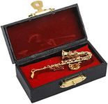 Dselvgvu Miniature Musical Instrument Fashion Lapel Brooch Pin with Red Velvet Lined Instrument Case Musical Gift Birthday Gift (2.52" Saxophone Pin)