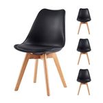 Nufurn (Set of 4 Modern DSW Side Chair with Wood Legs for Living Dining Chairs for Study Room Home Bedroom Kitchen Cafe Chairs, Black