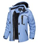 TACVASEN Women's Outdoor Waterproof Jackets with Hood Winter Fleeced Lined Warm Coat Ladies Walking Windproof Jacket Ski Thermal Coat Blue