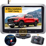 Wireless Reversing Camera HD 1080P 5” Car Rear View Monitor, IP69 Waterproof Reverse Cam Kit for Vans/Trucks/RVs/SUV Night Vision Easy Installation Yakry Y25