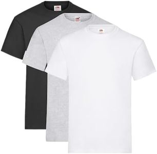 Fruit of the Loom - T-shirt da uomo, confezione da 3, Bianco/grigio/nero, M