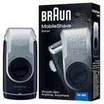 Braun MobileShave M-90 Travel Shaver Silver (Precision Trimmer, Smart Foil, Wide Floating Foil, Washable)